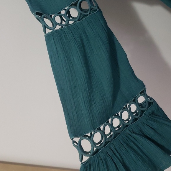 NWT Boho Tiered Hippie Dress Deep Green - Picture 8 of 9